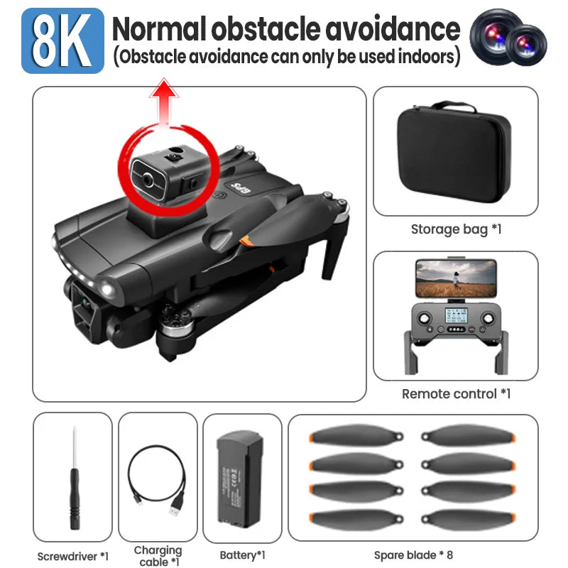 Drone GPS Lenovo V198Max 4K Profesional 8K HD Doble Cámara Motor Sin Escobillas 5G WIFI FPV RC Cuadricóptero Helicóptero con Pantalla Juguete