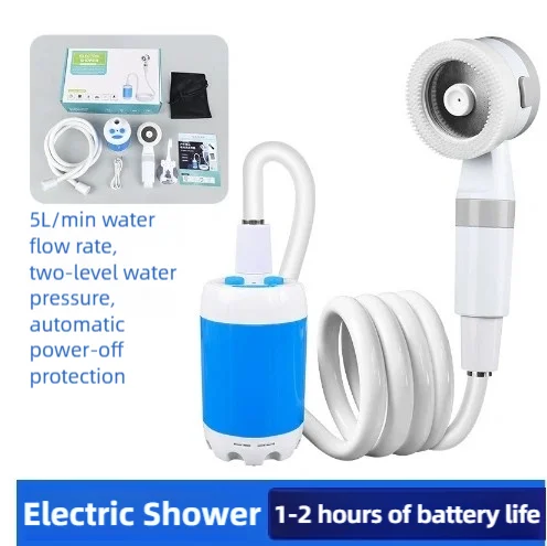 Pompe de douche de Camping Portable avec affichage numérique, 4000mAh, pompe de douche électrique Rechargeable améliorée, dortoir de plage de Camping
