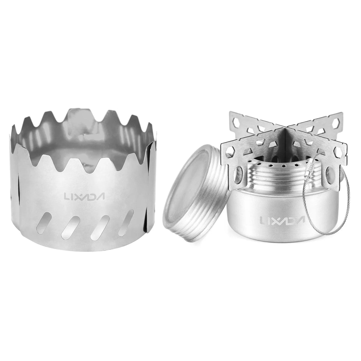 VEXADA-Mini réchaud portable en aluminium de 100ml, avec couvercle, support en croix et pare-brise, pour la survie au camp