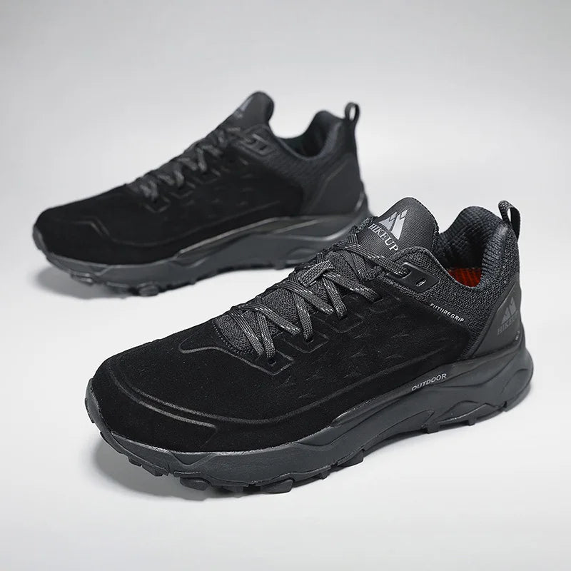 HIKEUP chaussures de randonnée pour hommes Sports de plein air Camping chasse marche chaussure daim cuir véritable respirant Sneaker antidérapant