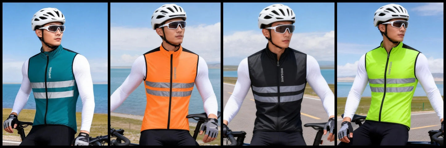 Gilet de cyclisme ultraléger sans manches — résistant à l'eau, coupe-vent, VTT, visibilité nocturne