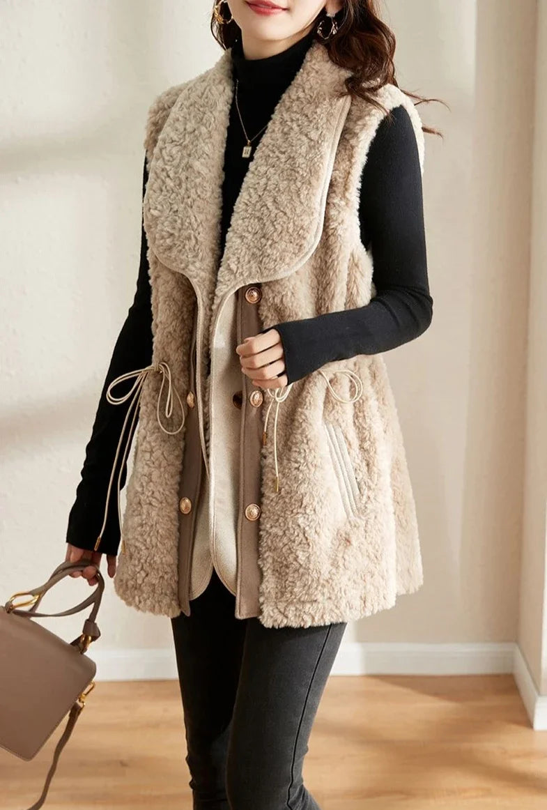 Gilets en peluche d'agneau pour femmes — automne, élégants, nouvelle collection