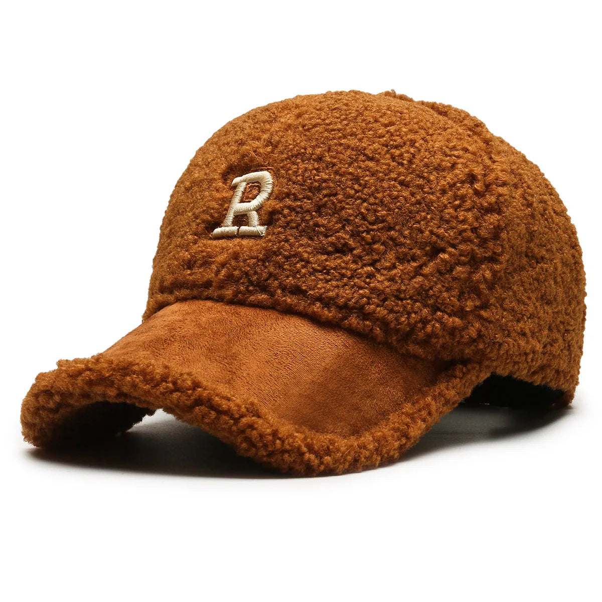 Gorras de béisbol de invierno a la moda en blanco y marrón para hombres, gorros de lujo de lana de cordero para mujeres, sombrero de golf a prueba de viento para exteriores, gorra para hombre