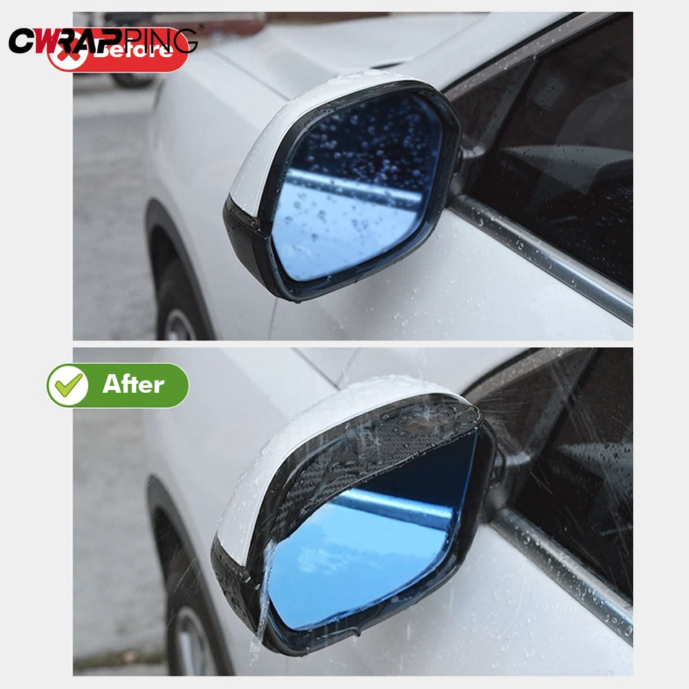 Pare-soleil en fibre de carbone pour rétroviseur de voiture, pare-soleil, protection, vision claire pour la pluie, accessoires de rétroviseur, 2 pièces