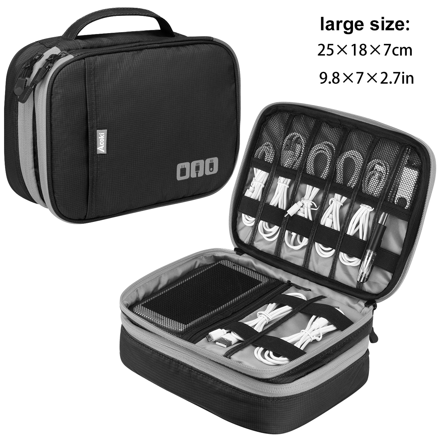 Clearance_Portable Electronic Accessories Travel Case, Cables Storage Bag Gadget Carry Bag for iPad, Cables, Power, USB Flash Drive