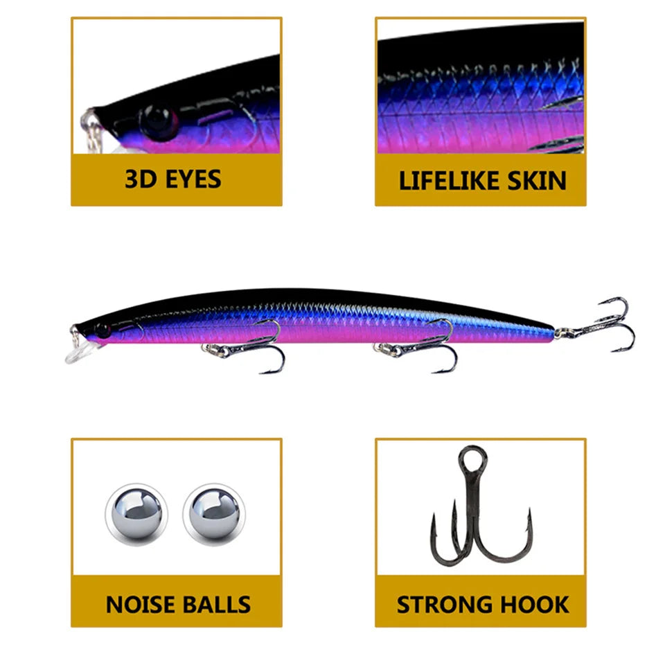 Leurre de pêche méné Laser appât artificiel dur 18 cm 24g yeux 3D crochets pointus appât de pêche en mer coloré manivelle Wobblers