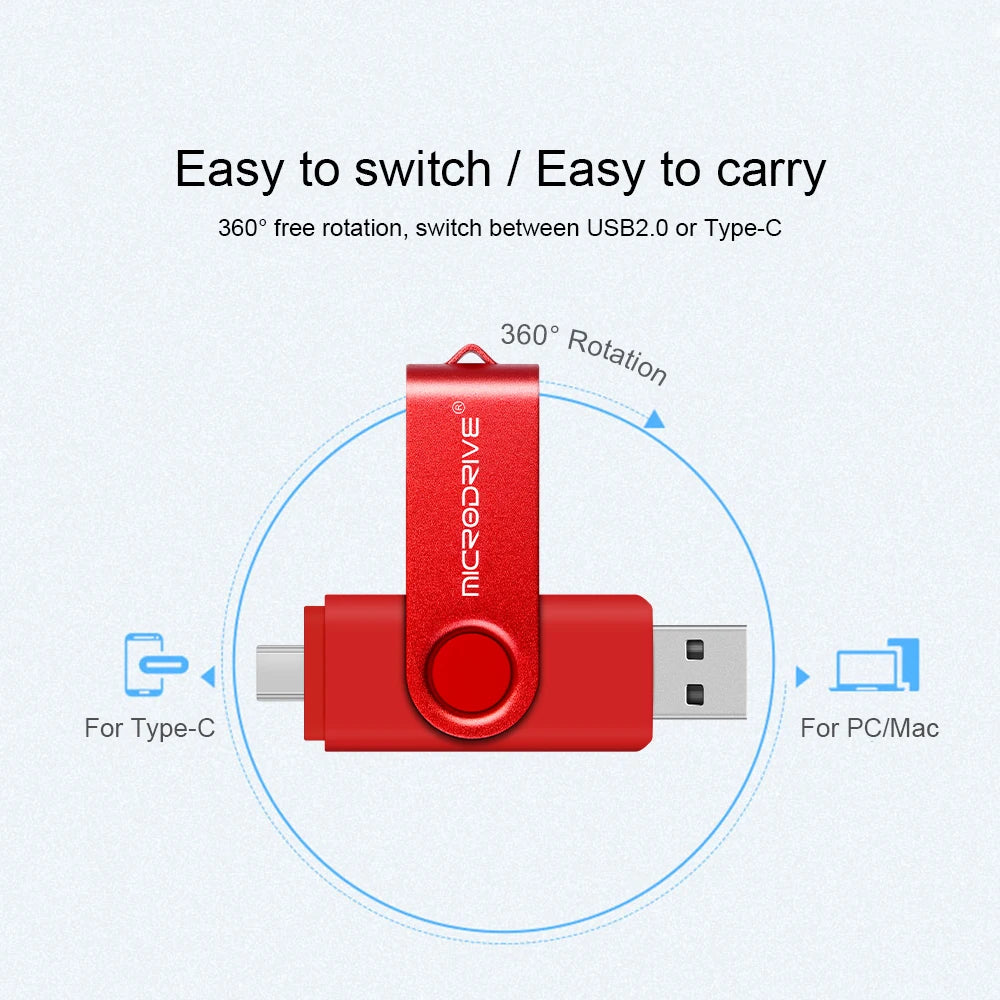 Clé USB OTG 2 en 1 Type C 128 Go, clé USB 1 Go, 2 Go, 4 Go, 8 Go, 32 Go, 64 Go, 128 Go, mémoire USB