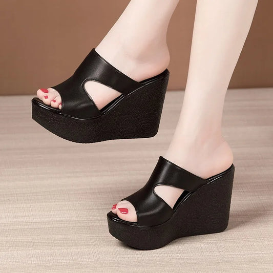 2025 New Women's Platform Wedge Slippers 2025 Summer New Sexy High Heel Sandals Fashion Open Toe Beach Shoes for Women