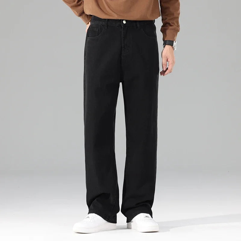 Homme flambant neuf automne jean hommes noir décontracté Baggy pantalon classique droit confortable large Denim pantalon hommes vêtements
