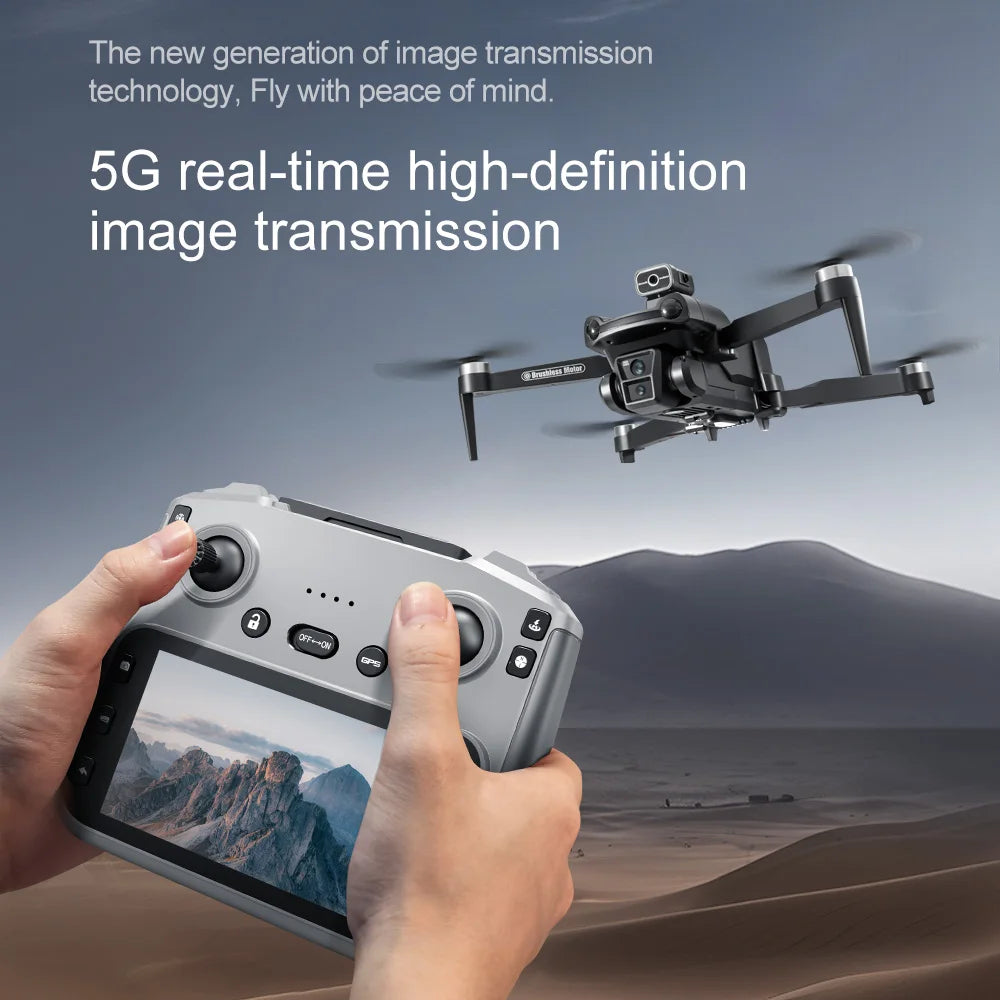 Drone GPS Lenovo V198Max 4K Profesional 8K HD Doble Cámara Motor Sin Escobillas 5G WIFI FPV RC Cuadricóptero Helicóptero con Pantalla Juguete