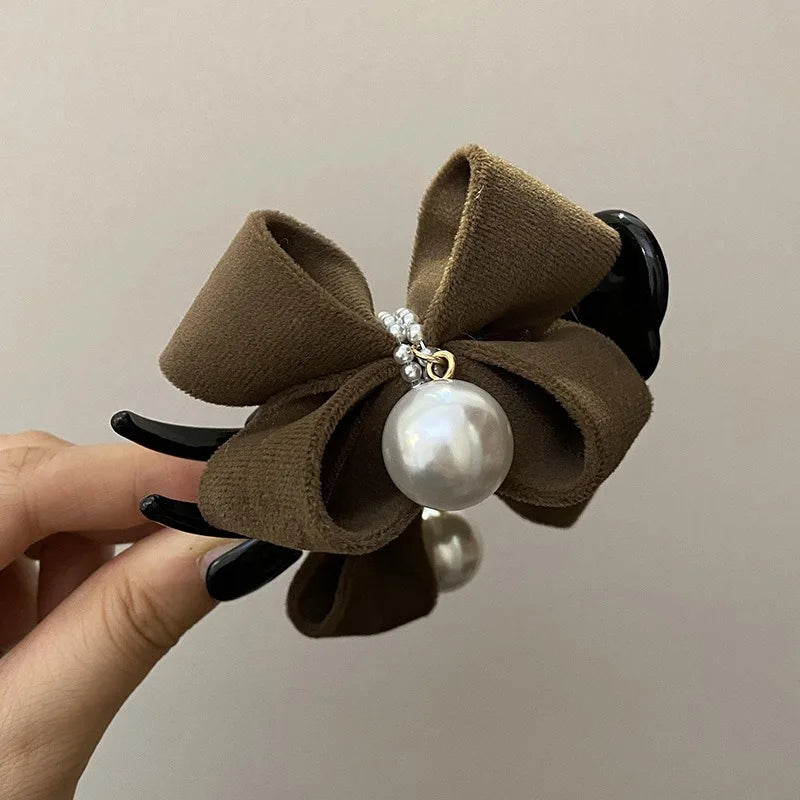 1 morceau d'arc, pince à perles, tempérament, pince requin, accessoire pour cheveux en tissu de Style doux coréen, Accessoires pour cheveux de fille