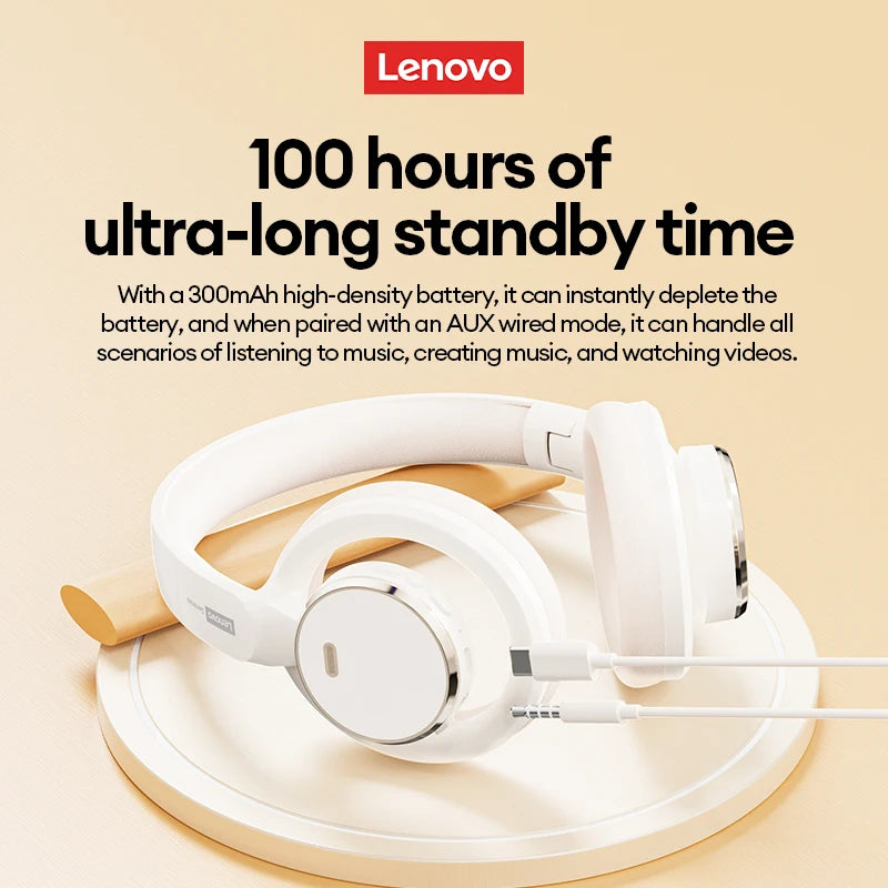 Auriculares gaming inalámbricos Bluetooth 6.0 Lenovo, auriculares plegables deportivos, auriculares supraaurales con micrófono HD, regalos LS116