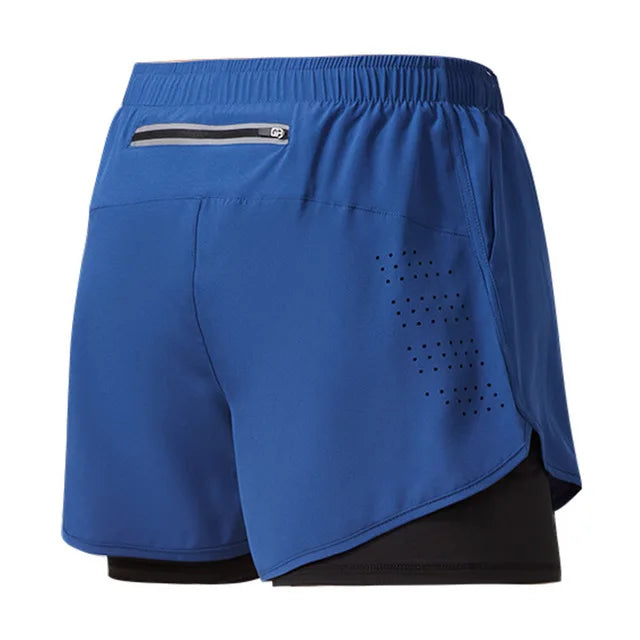 Men's Running Shorts, Quick Dry, Fitness, Black, Double Layer, New Sport, Training, Bodybuilding, Short Pants