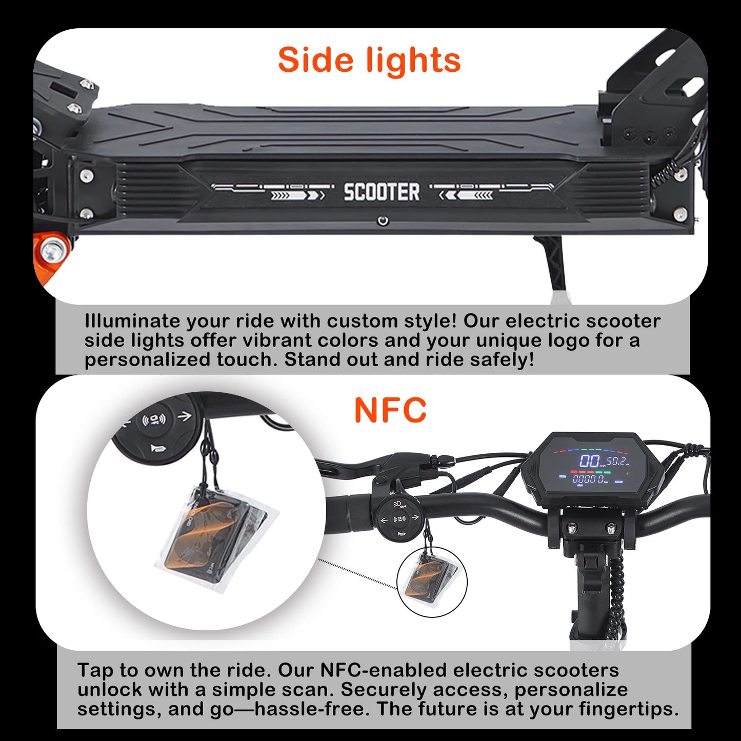 Garman Almacén 1200W Motor 48V21Ah Batería E Scooter con Asiento Llave NFC Todo Terreno Eléctrico Off-Road Patinetes Eléctricos
