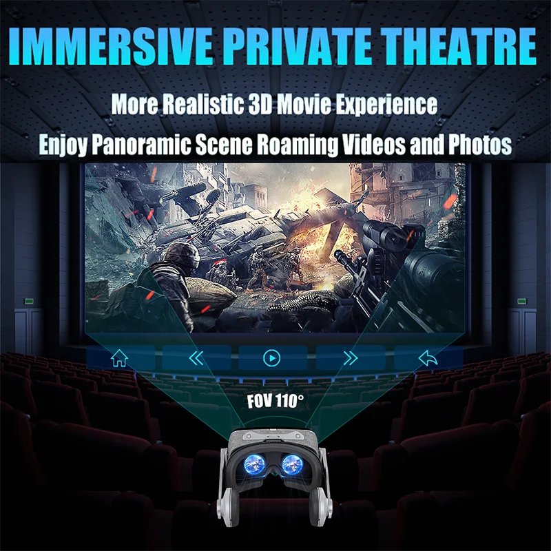 Casque VR 3D réalité virtuelle pour smartphone — lentilles, jumelles, jeu vidéo (v11)