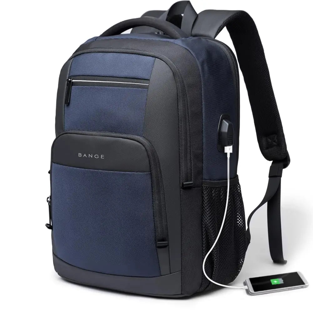 BANGE léger 15.6 pouces sac à dos pour ordinateur portable étanche USB Port de Charge multifonctionnel voyage randonnée sac d'école Mochila pour hommes