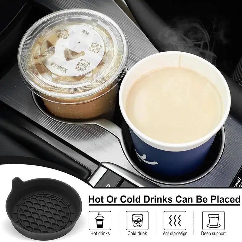 Porte-gobelet noir pour voiture, 2 pièces, insertion antidérapante, sous-verres, tampons, accessoires d'intérieur pour la plupart des tasses