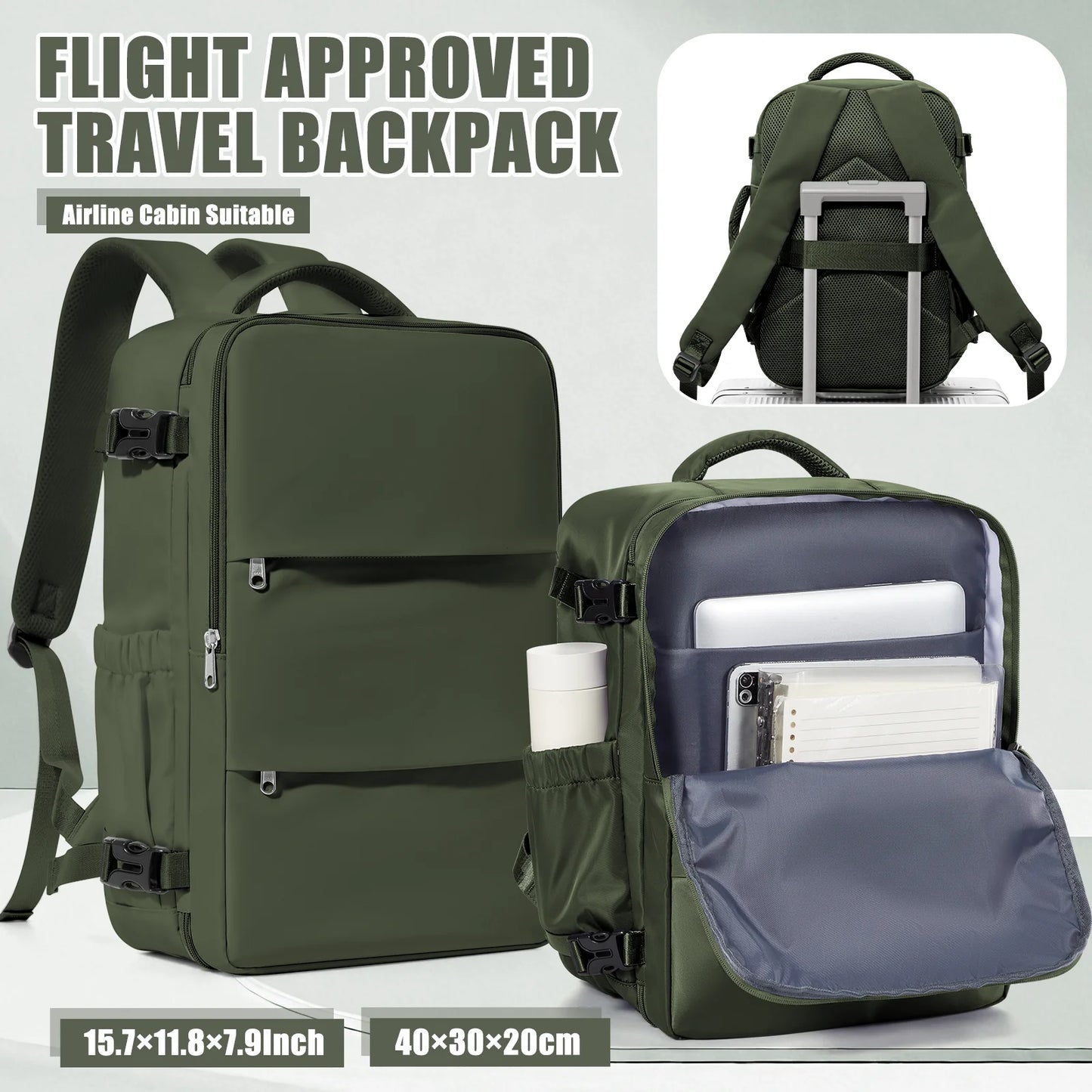Sac à Dos Voyage Cabine Avion 40x30x20 — Étanche Ordinateur Bagage à Main