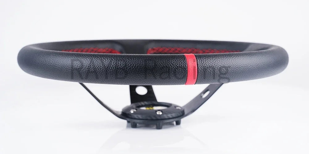Volants universels de course en aluminium pour voiture, 14 pouces, 350mm, daim/PVC/PU, volant de Sport à la dérive de maïs profond avec Logo