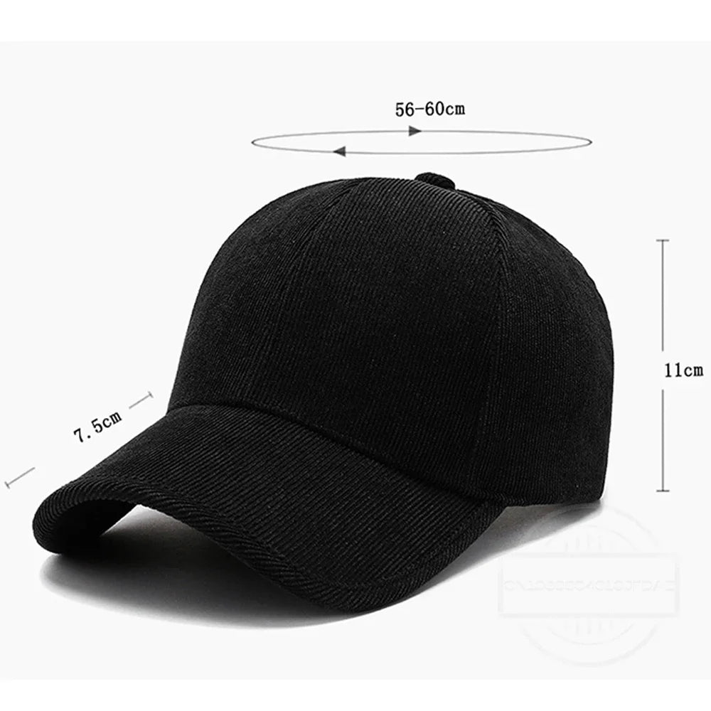 ChimArmyGreen-Winter Baseball Caps for Men and Women, Luxury Corduroy Cap, Hip Hop Snapback, Trucker Hats