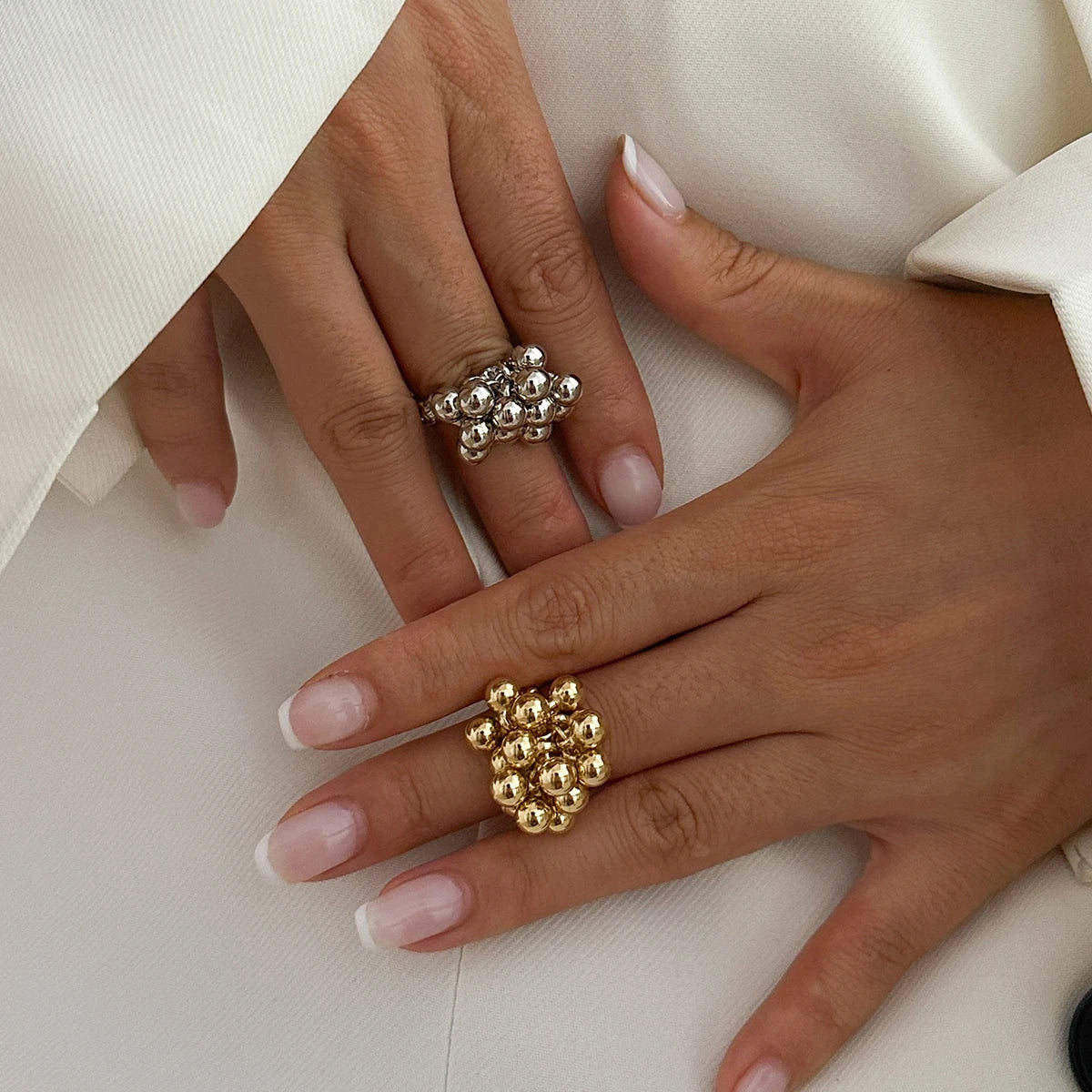 Bague Punk Hip-Hop Petite Boule Ouverte — Métal Tendance Cadeau 2026
