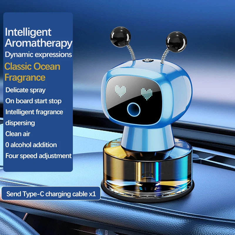 Désodorisant de voiture Intelligent diffuseur d'arôme de voiture Rechargeable AI yeux intelligents 4 niveaux de diffuseur de voiture Intelligent réglable cadeau