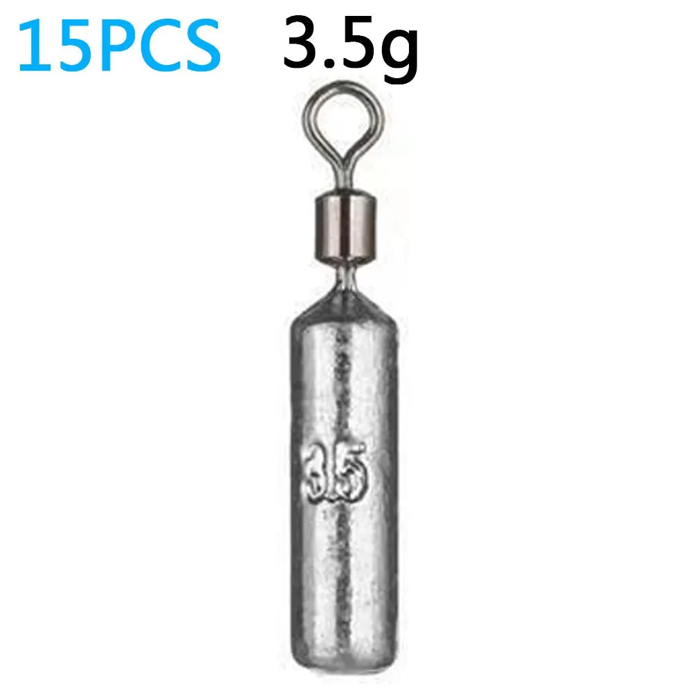Le poids de pêche 15pcs/lot plombs 7 moules 3.5g 5g 10g tube 20g 14g 子弹铅 pendentif en métal verticale pince outil Sast Pesca kit de pêche en mer