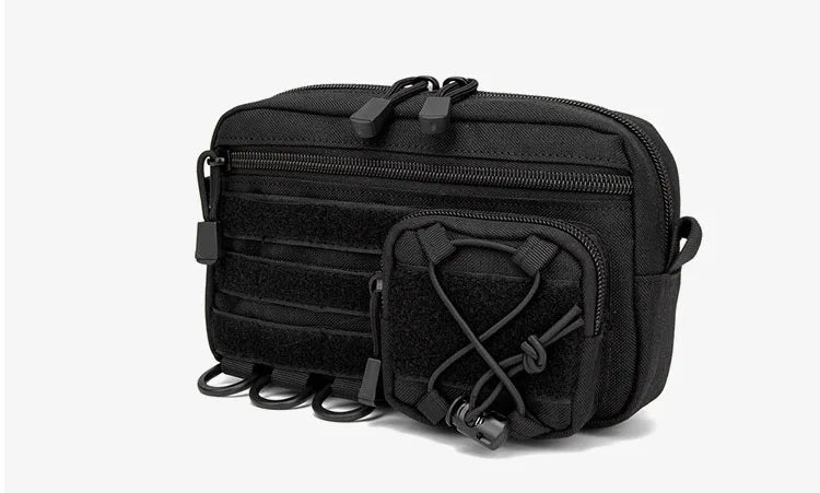 Pochette d'administration horizontale tactique Molle avec poche avant à cordon, pochette modulaire EMT, sac de rangement utilitaire EDC, sac de taille d'extérieur