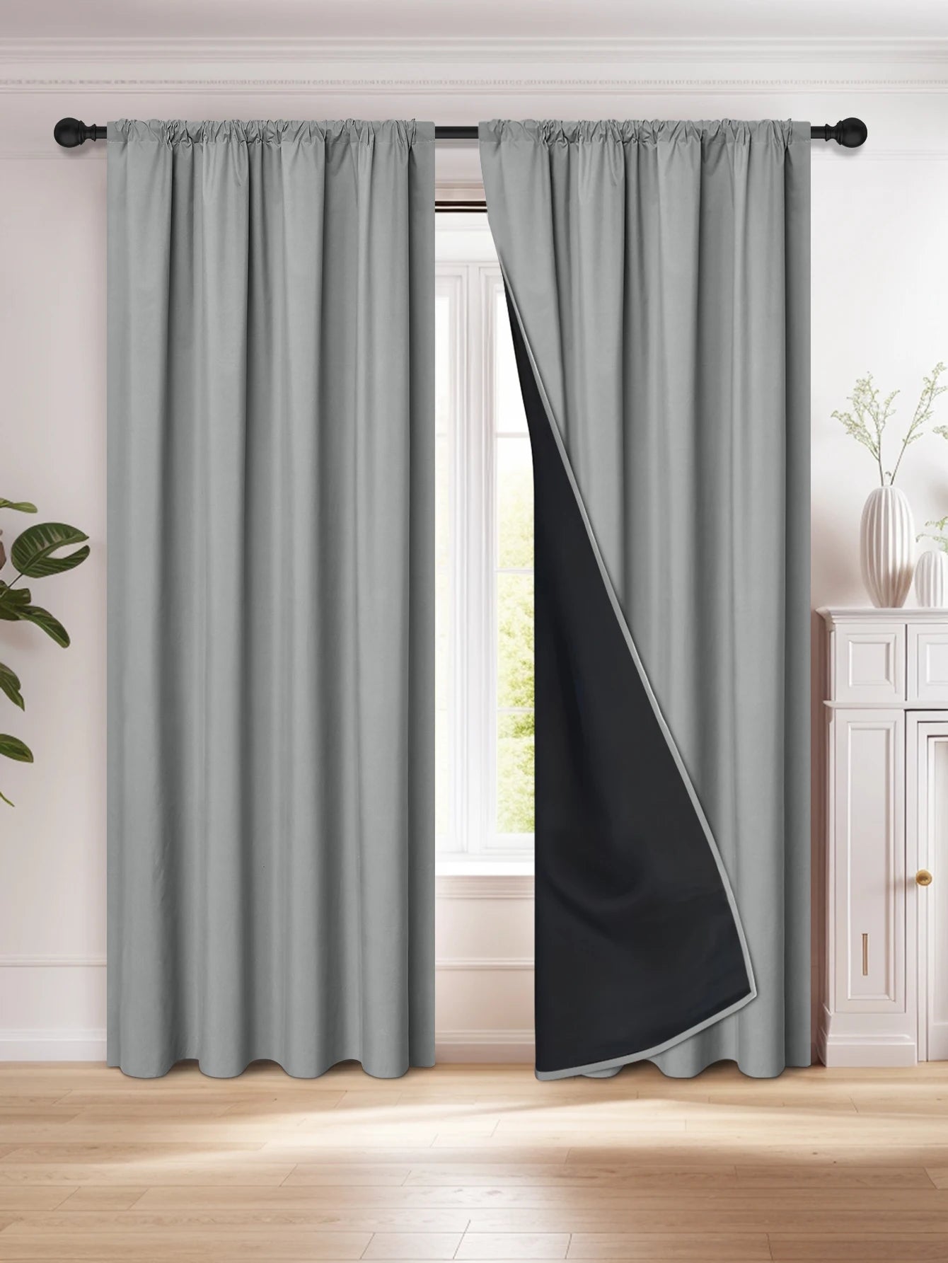 Rideau occultant 100% avec poche pour tringle, rideaux pour salon, chambre à coucher, cuisine, rideau de fenêtre, rideaux dans le salon, 1 pièce