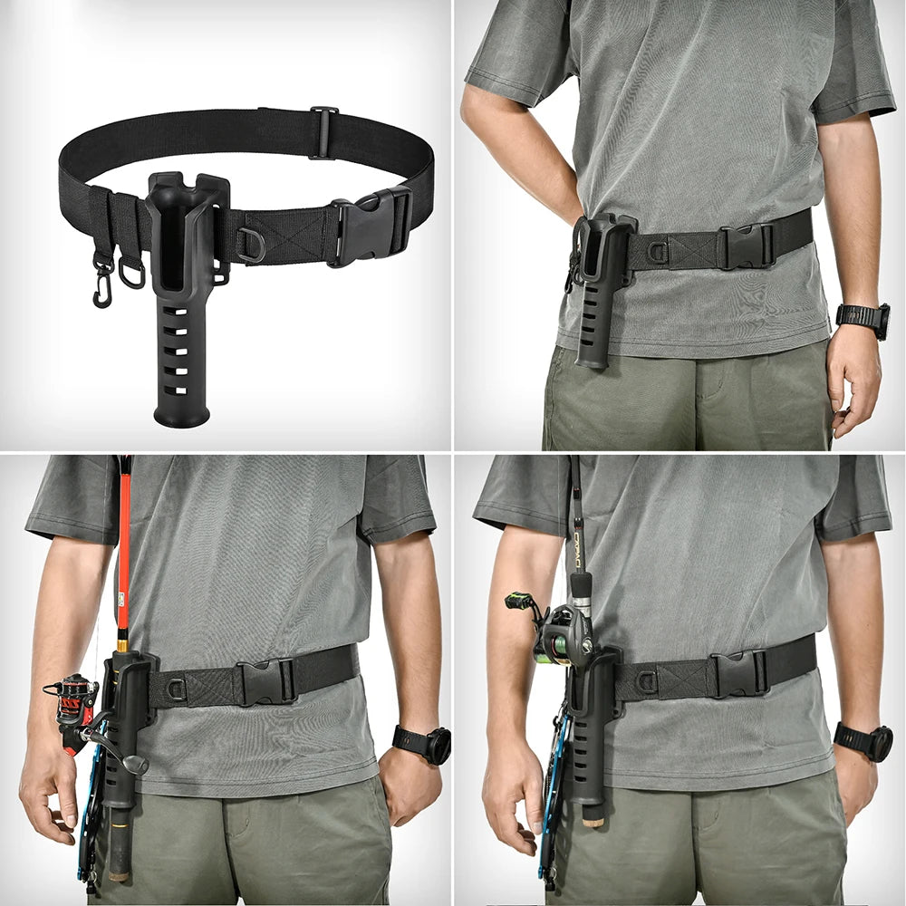 Ceinture de pêche réglable pour homme avec porte-canne, en nylon, pour la pêche en wading, support de canne portable, accessoires de pêche