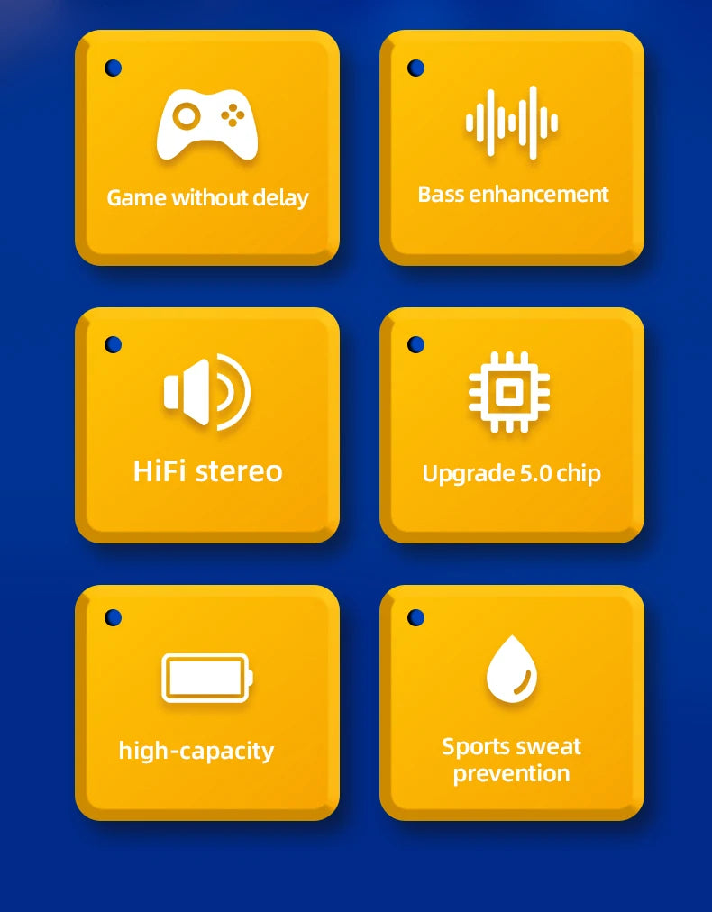 Casque stéréo Bluetooth TWS — écouteurs sans fil avec micro, compatible smartphones