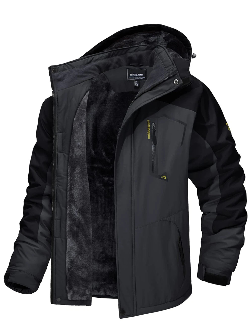 TACVASEN Fleece Lined Mountain Jackets Men Outdoor Hiking Jackets Detachable Hooded Coats Ski Snowboard Parka Winter Outwear