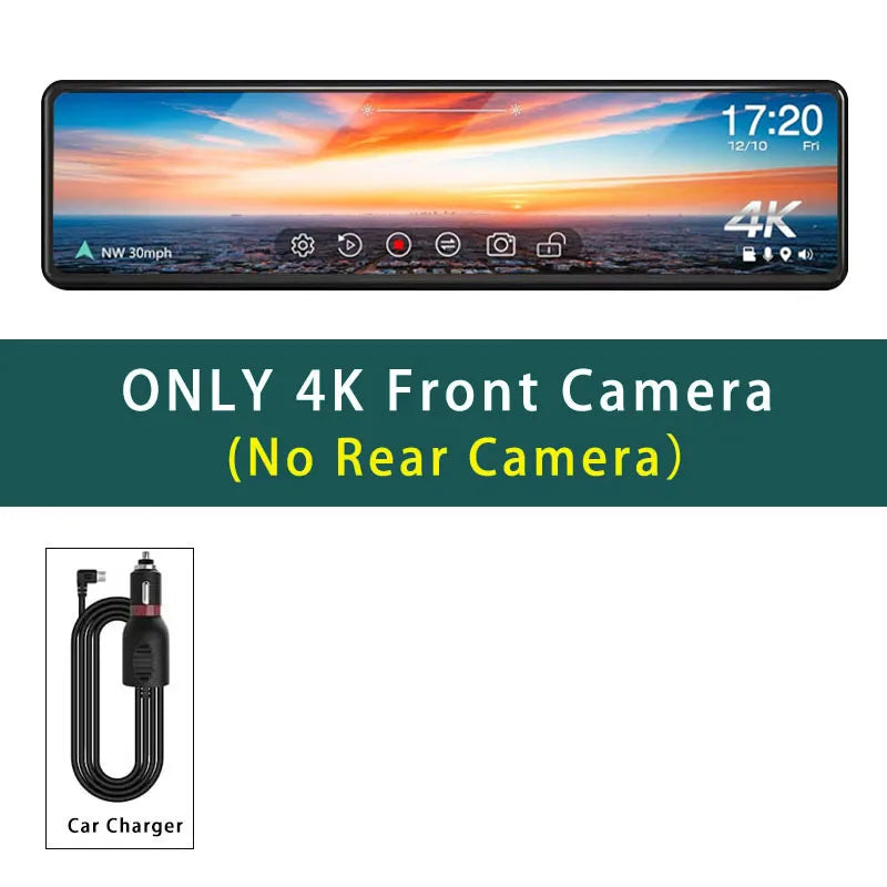 Dashcam Rétroviseur 4K UHD 2160P GPS WiFi — 11,26" IPS Double Lentille