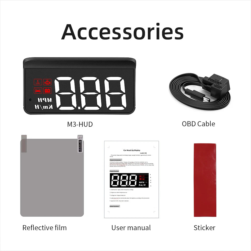 M3 OBD2 M1 GPS HUD Head Up Display obd2 Car Speed Projector On-Board Computer Auto Fuel Mileage Alarm Car Accessories
