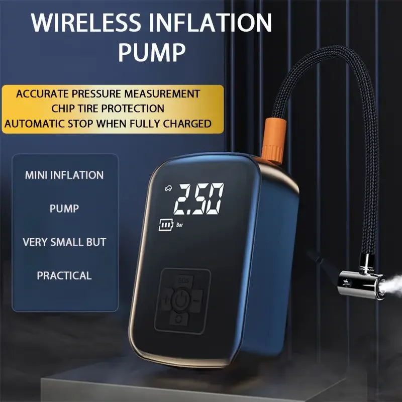 Compresseur d'air électrique sans fil pour voiture, pompe de gonflage pour moto, vélo, bateau, auto