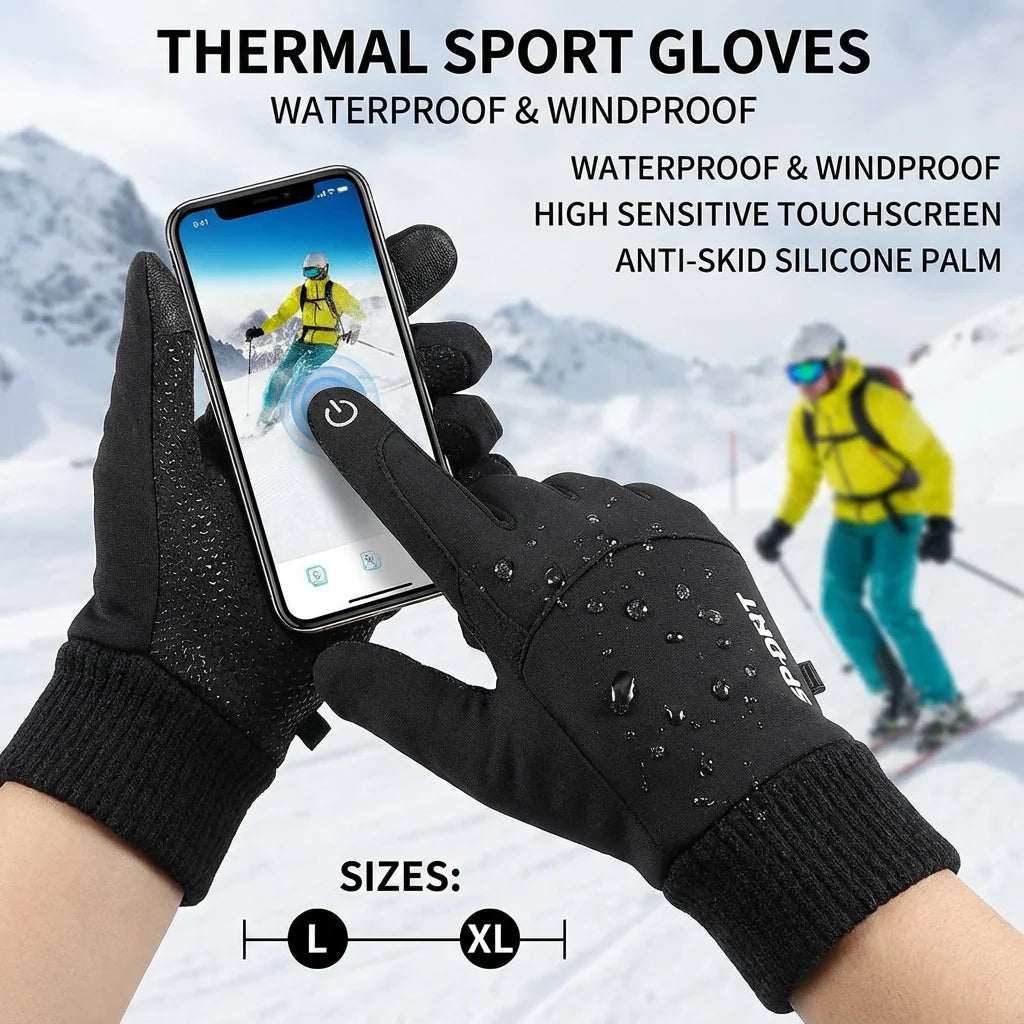 Guantes de invierno térmicos impermeables para pantalla táctil – Guantes deportivos cálidos para hombres y mujeres (correr, ciclismo, esquí)