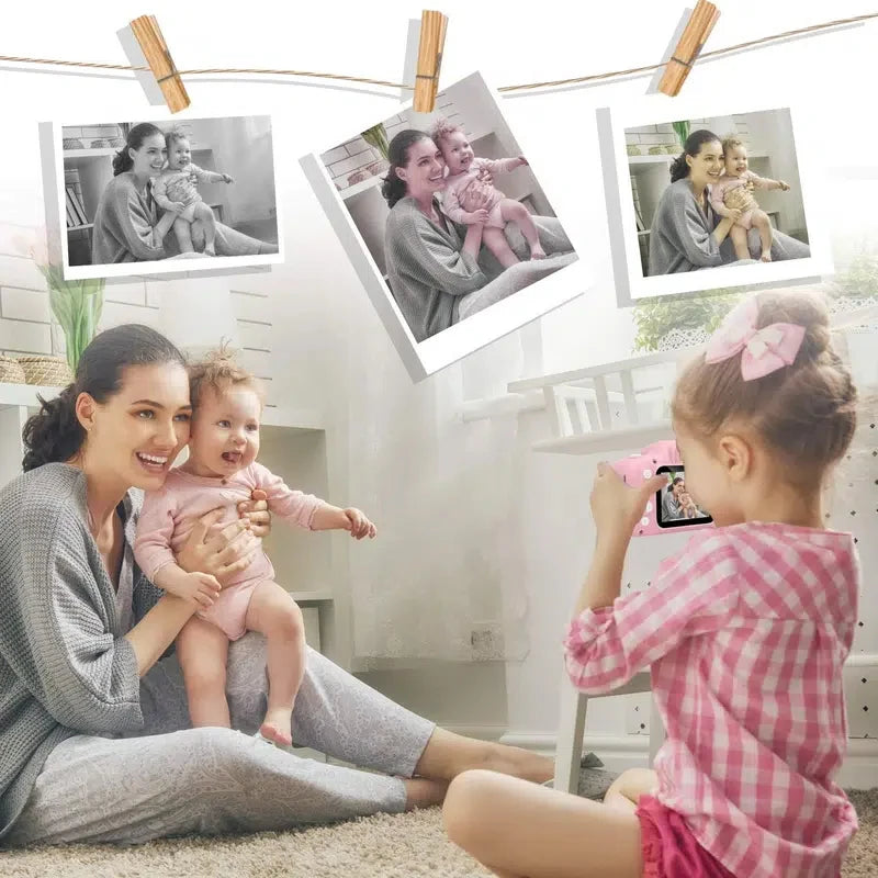 Super mignon enfants caméra enfants jouet éducatif enfants bébé anniversaire appareil photo numérique 1080P caméra vidéo avec cadeau gratuit pour fille