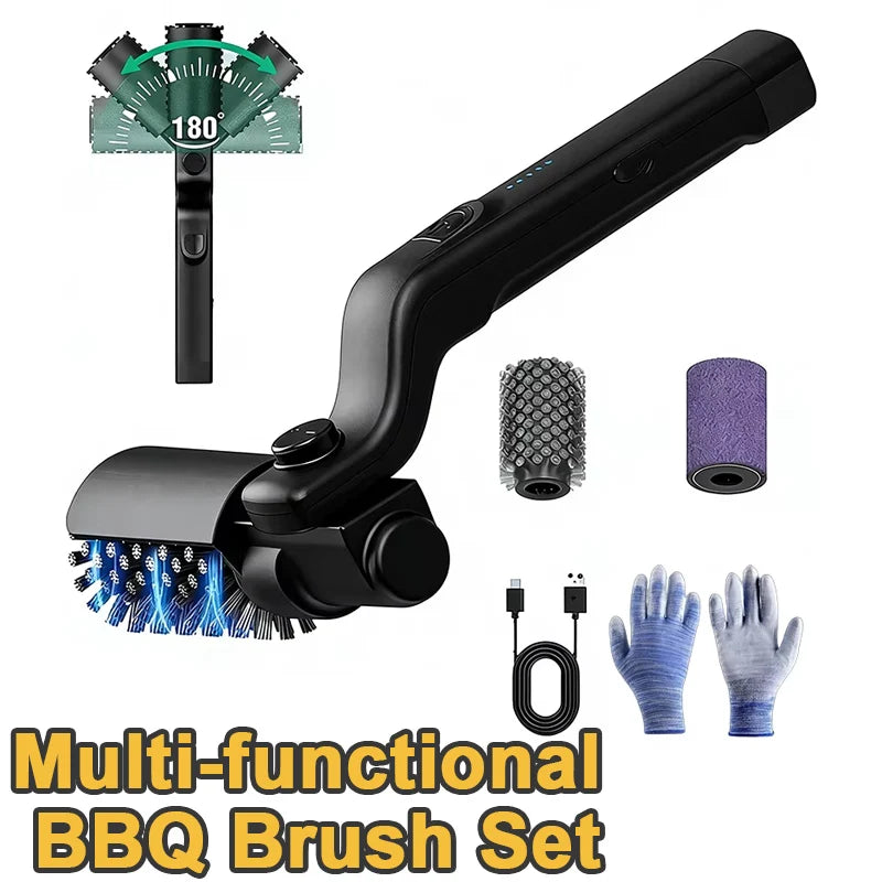 Brosse de nettoyage de barbecue rotative électrique sans fil en acier inoxydable, contrôle de puissance à 3 vitesses pour accessoires de barbecue d'extérieur