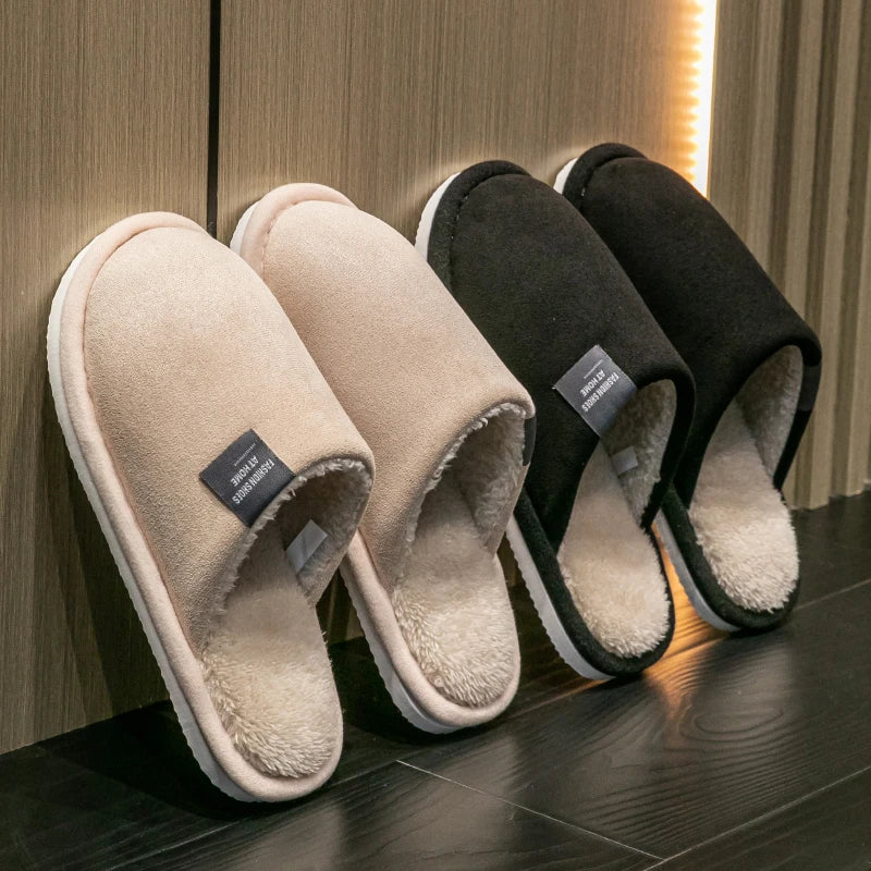 Winter Warm Slippers Men Home Non-Slip Soft Shoes Comfortable Flat Heel Indoor House Plush Slippers Bedroom Women Shoes