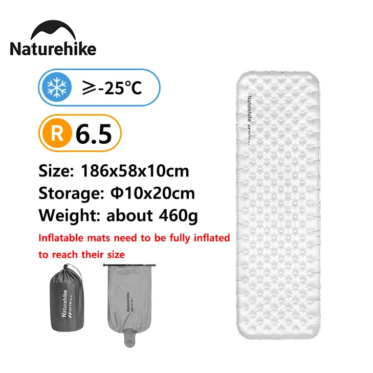 Naturehike 2026 Matelas de camping gonflable ultraléger, valeur R de 6,5, chaud pour l'hiver, épaisseur de 10 cm, tapis de couchage portable d'extérieur, lit d'air