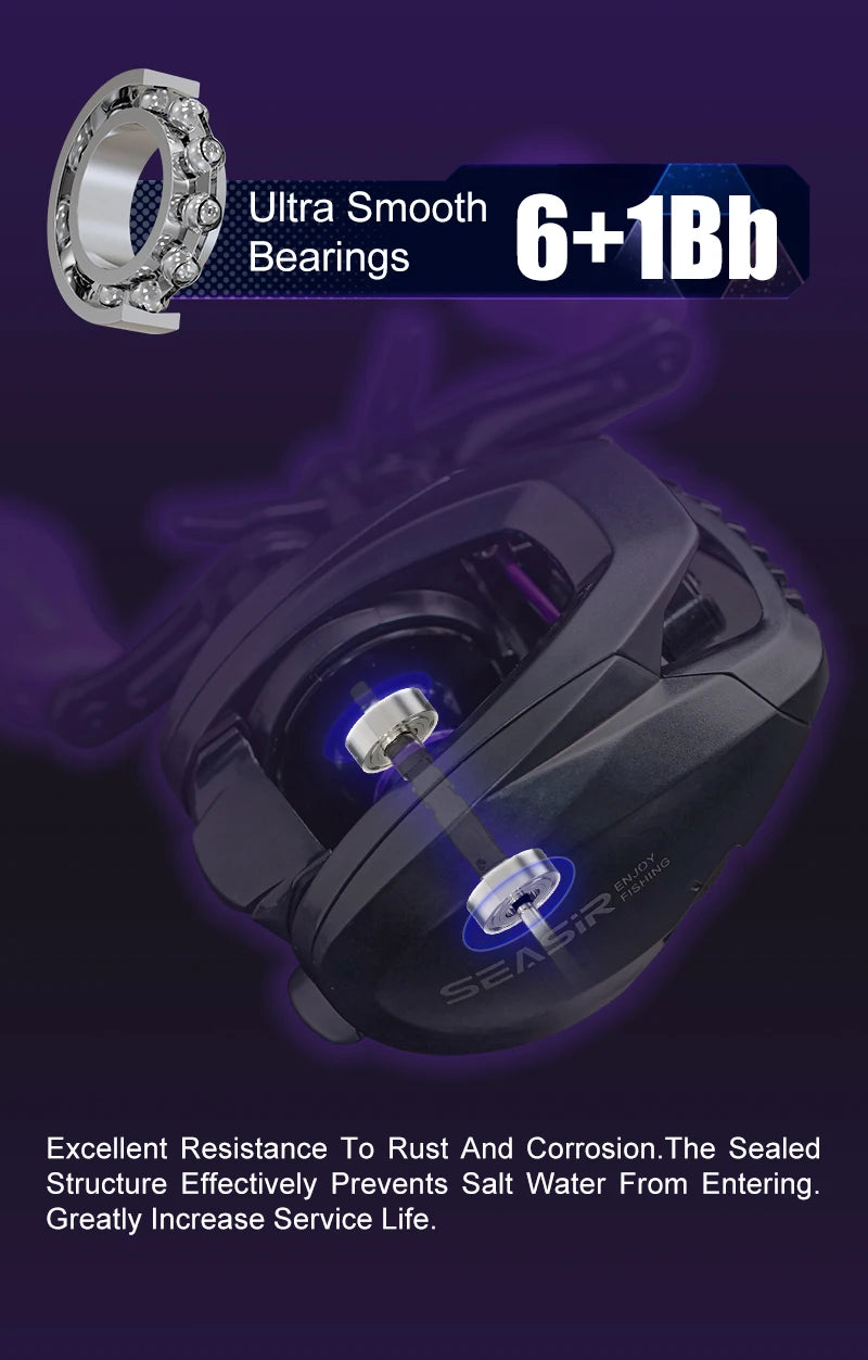 Seasir ZERO-VX 133g BFS Baitcasting moulinet de pêche ultraléger 7.6:1 rapport de vitesse 6 + 1BB traînée maximale 4kg bobine de pêche en eau salée douce