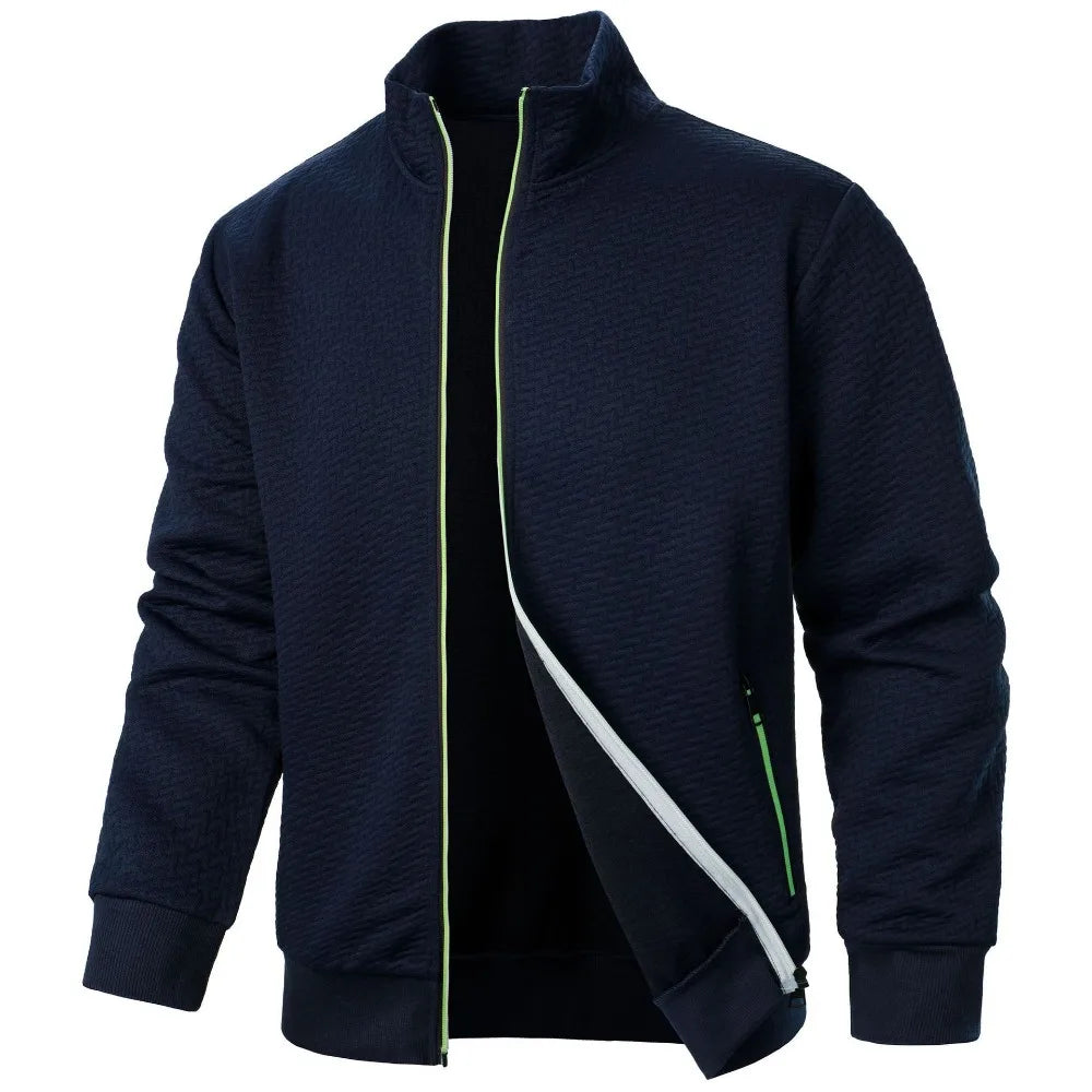 Sudadera con Capucha y Cremallera de Cuello Alto para Hombre, Cárdigan Jacquard Casual, PVD, Documento de suscriptores, Nueva Colección Primavera Otoño