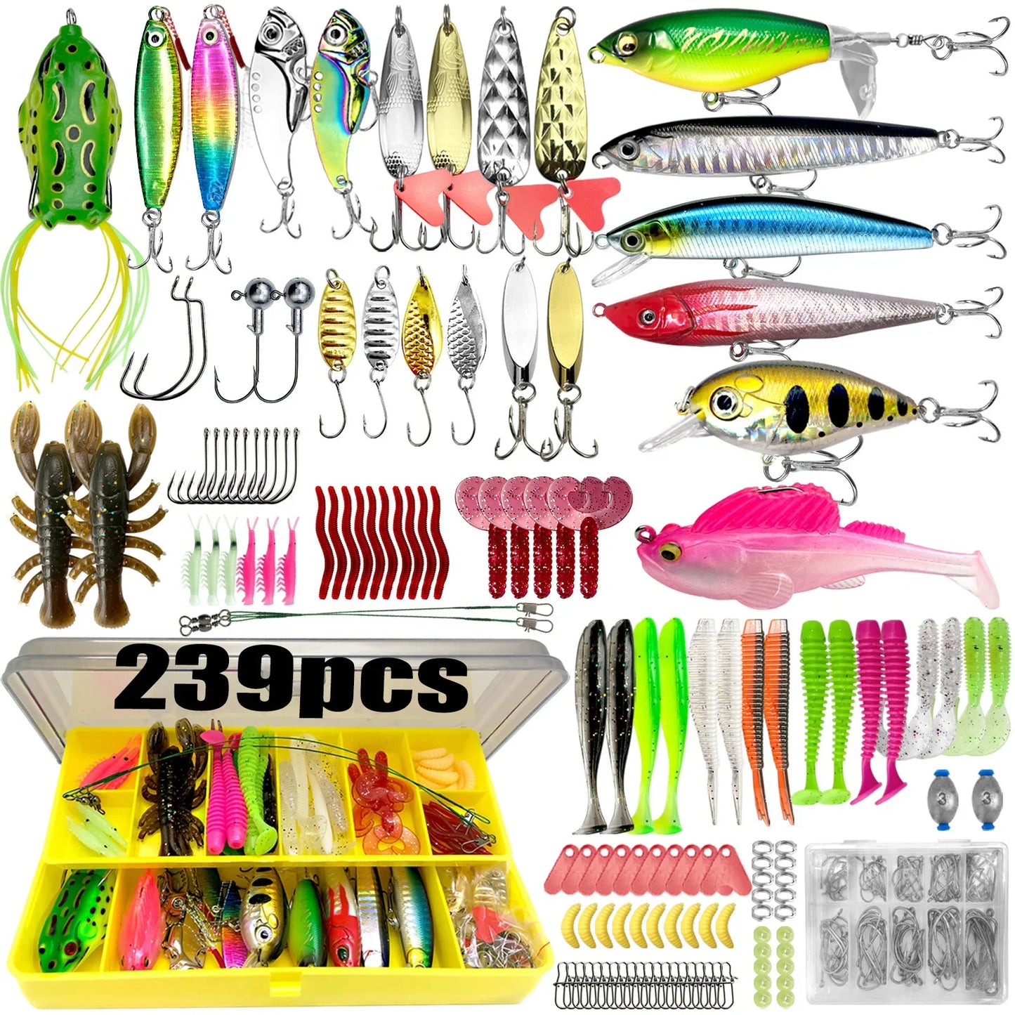 Kit de leurres de pêche pour truite, brochet, basse, multi-leurre, ensemble de matériel superposé, équipement professionnel, 83/133/193/239/409 pièces