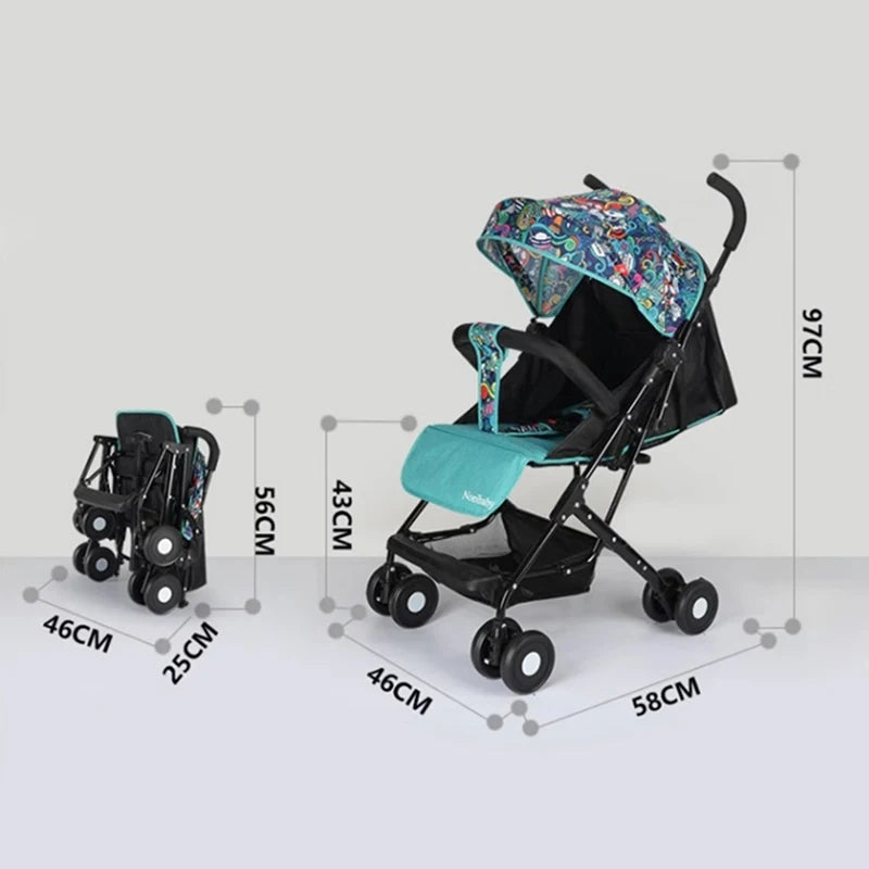 Buggy Bébé Pliable Léger Parapluie — Assis ou Allongé 0 à 3 Ans Poussette