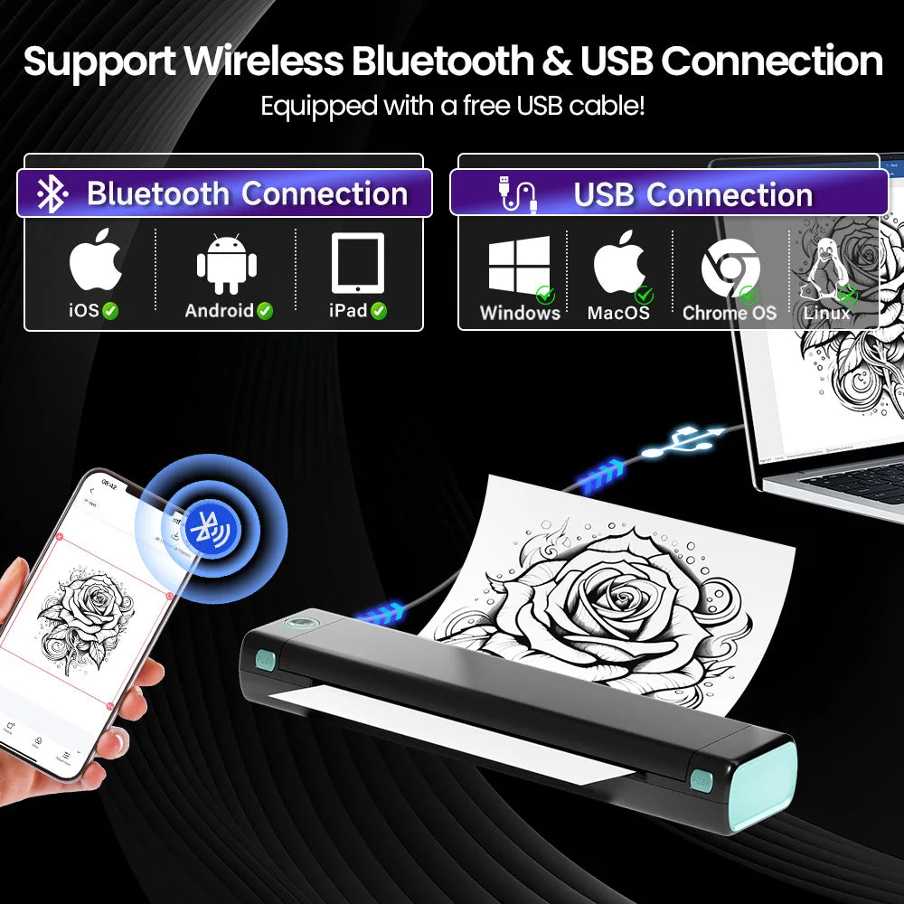 Phomemo - Impresora de esténciles de tatuajes Bluetooth, máquina de tatuar inalámbrica M08F con 10 papeles de transferencia gratis, para artistas y principiantes