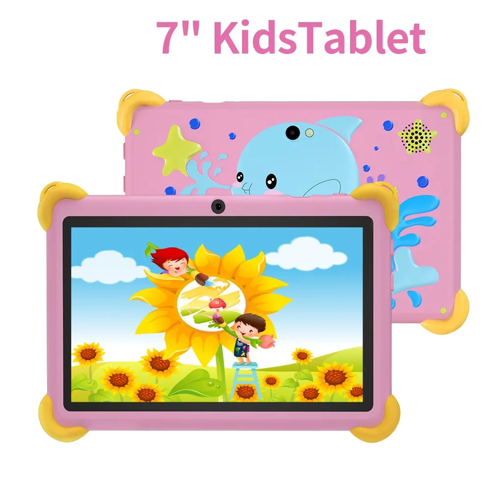Tablette pour enfants de 7 pouces 5G avec motif de dessin animé, PC d'apprentissage et d'éducation Android avec étui à l'épreuve des enfants, tablette 4000mAh