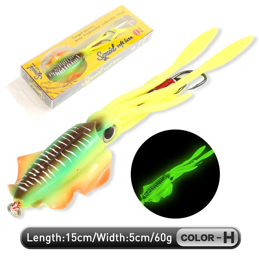 ZUKIBO-Appât souple pour la pêche au calmar, leurre de pêche à la traîne, gabarits de tête de poulpe, gabarit de calmar UV Shoous pour la pêche en bateau de haute mer, appâts Wobblers, 60g