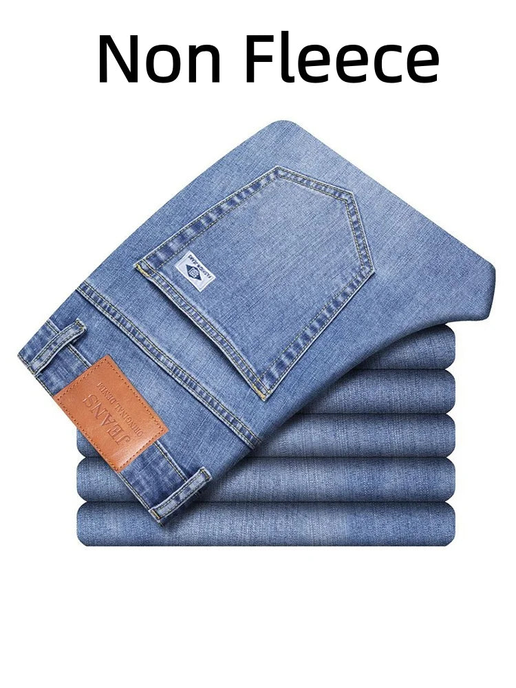 Men's Warm Winter Fleece-Lined Jeans, Thick, Stretchy, Casual, Lightweight Pants for Office and Everyday Wear