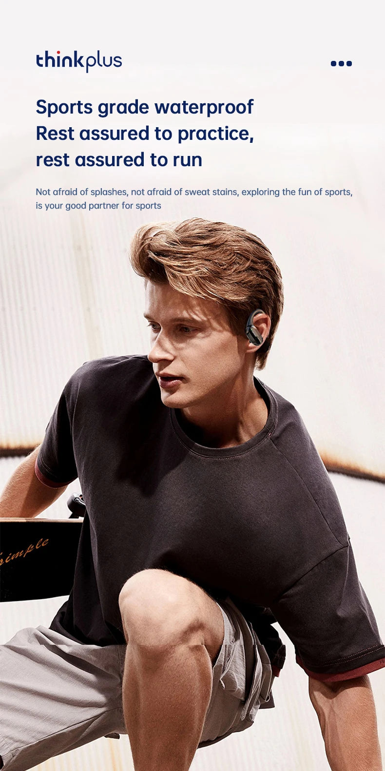 Lenovo XT80 – Auriculares deportivos inalámbricos, con micrófonos, control de botón, pantalla de alimentación LED, sonido estéreo de alta fidelidad, auriculares con traductor de IA