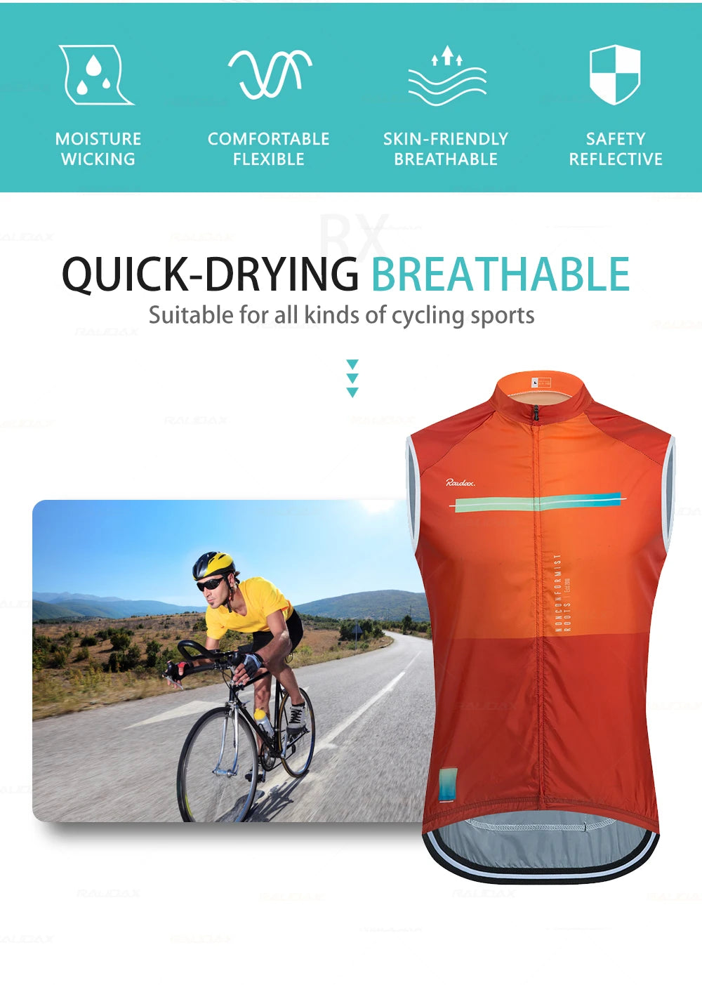 Gilet de cyclisme sans manches en maille — maillot de corps, coupe-vent, vêtements de moto